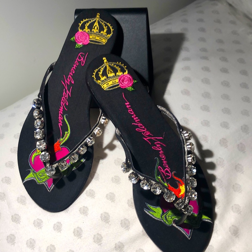 BEVERLY FELDMAN CRYSTAL SLIP-ONS